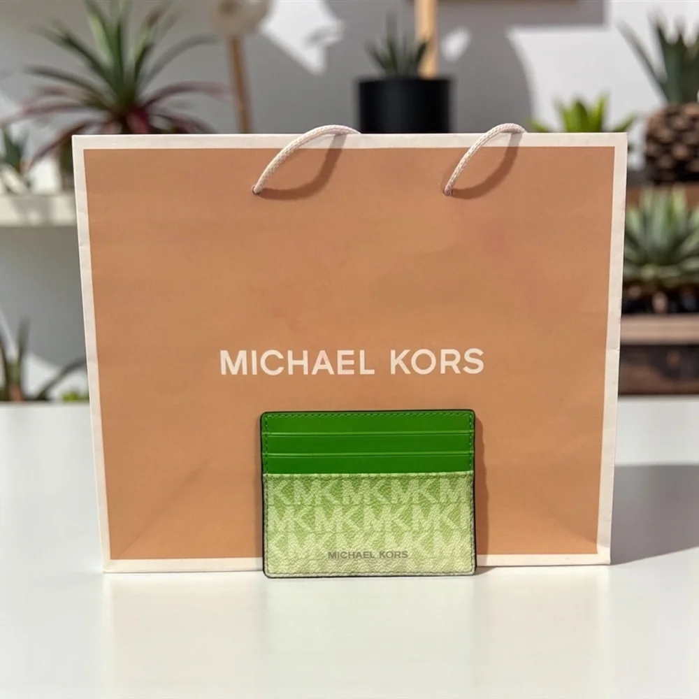 💚MICHAEL KORS💚Cooper Ombré Logo Tall Card Case in Jungle Green/NWT